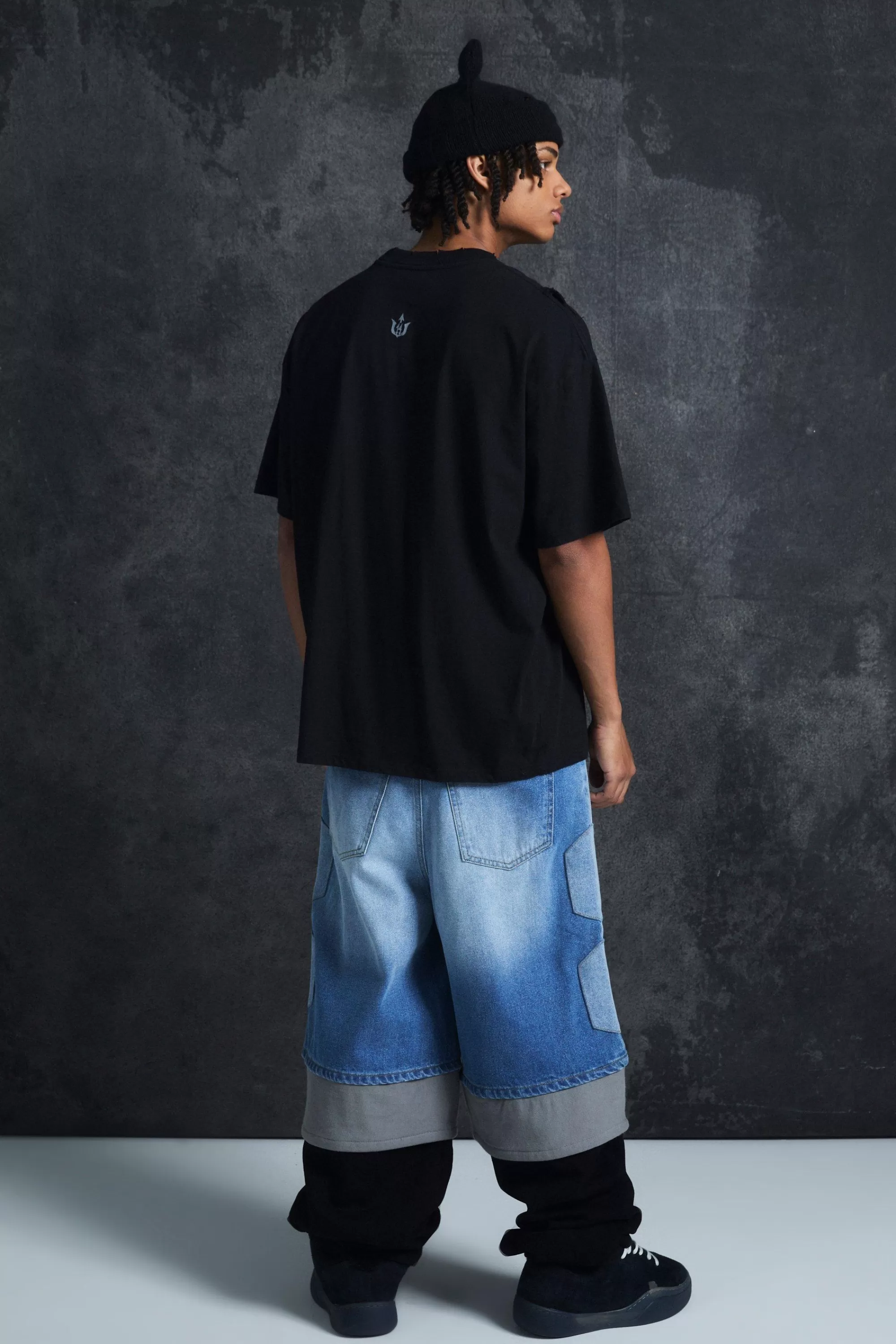 boohooMAN Trippie Redd Oversized Extended Neck Heavy Weight Washed Sorry T-Shirt | UK black Cheap