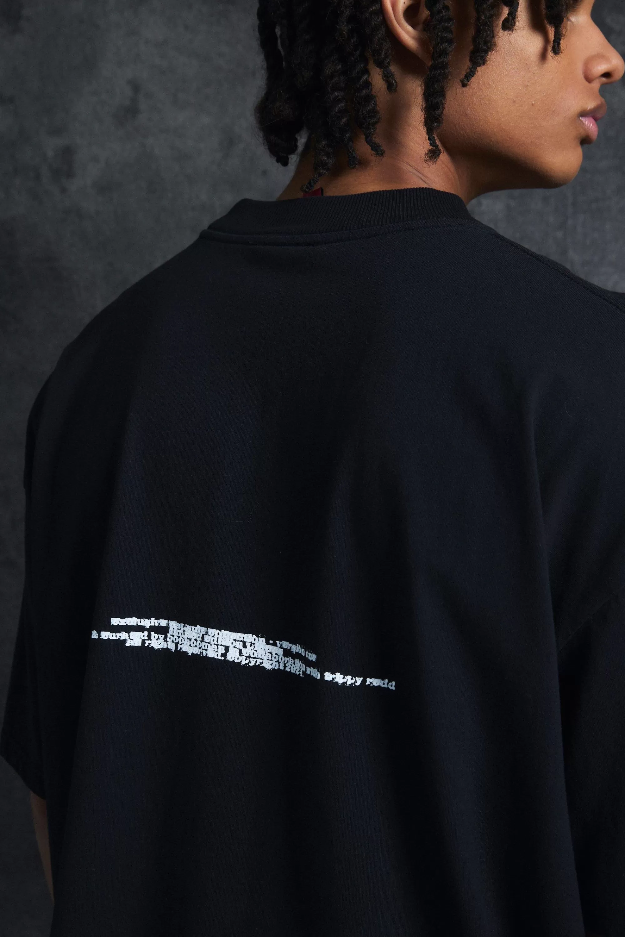 boohooMAN Trippie Redd Oversized Extended Neck Heavyweight Washed Fleur De Lis T-Shirt | UK black Hot