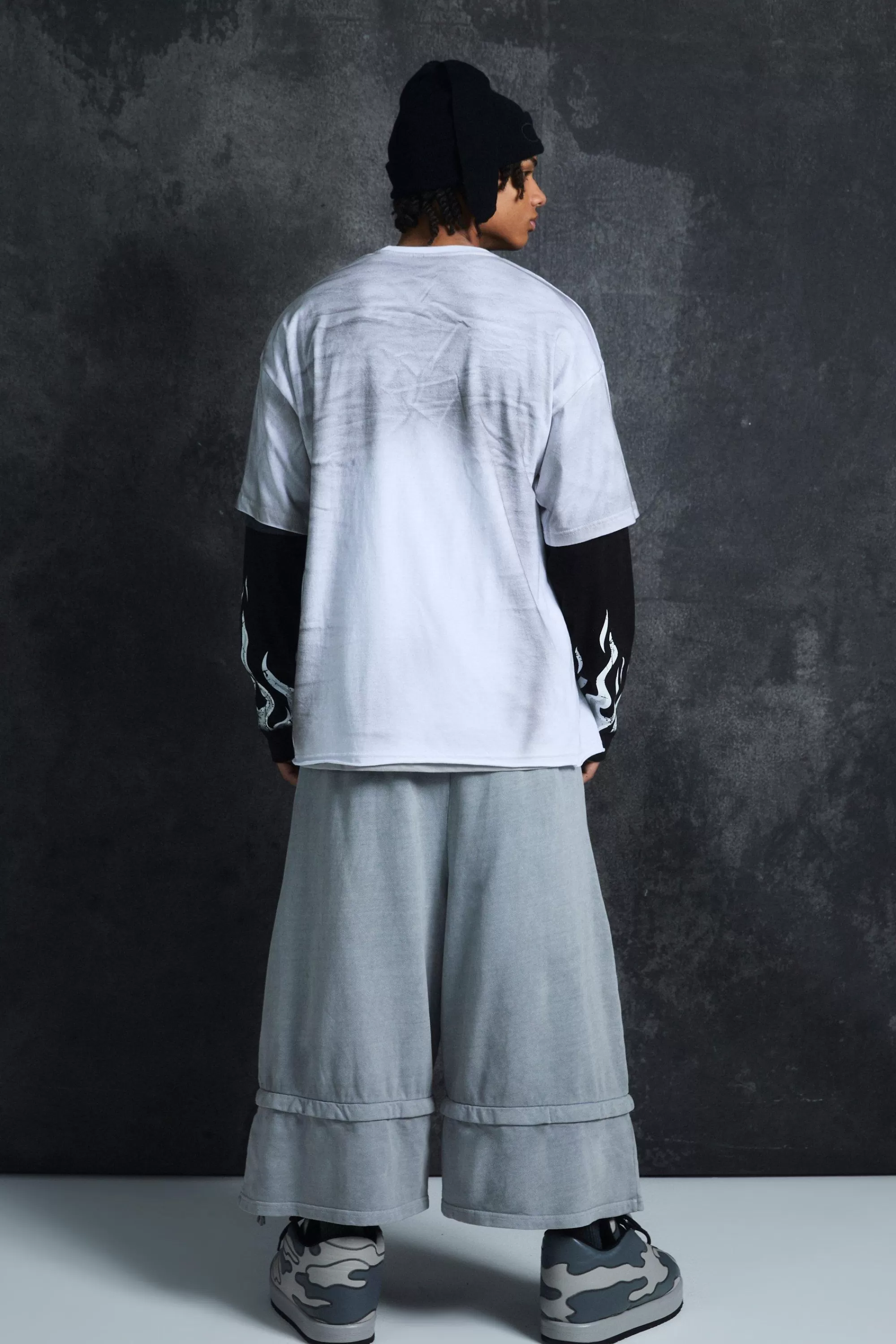 boohooMAN Trippie Redd Oversized Heavy Washed Tie Print T-shirt | UK white Hot