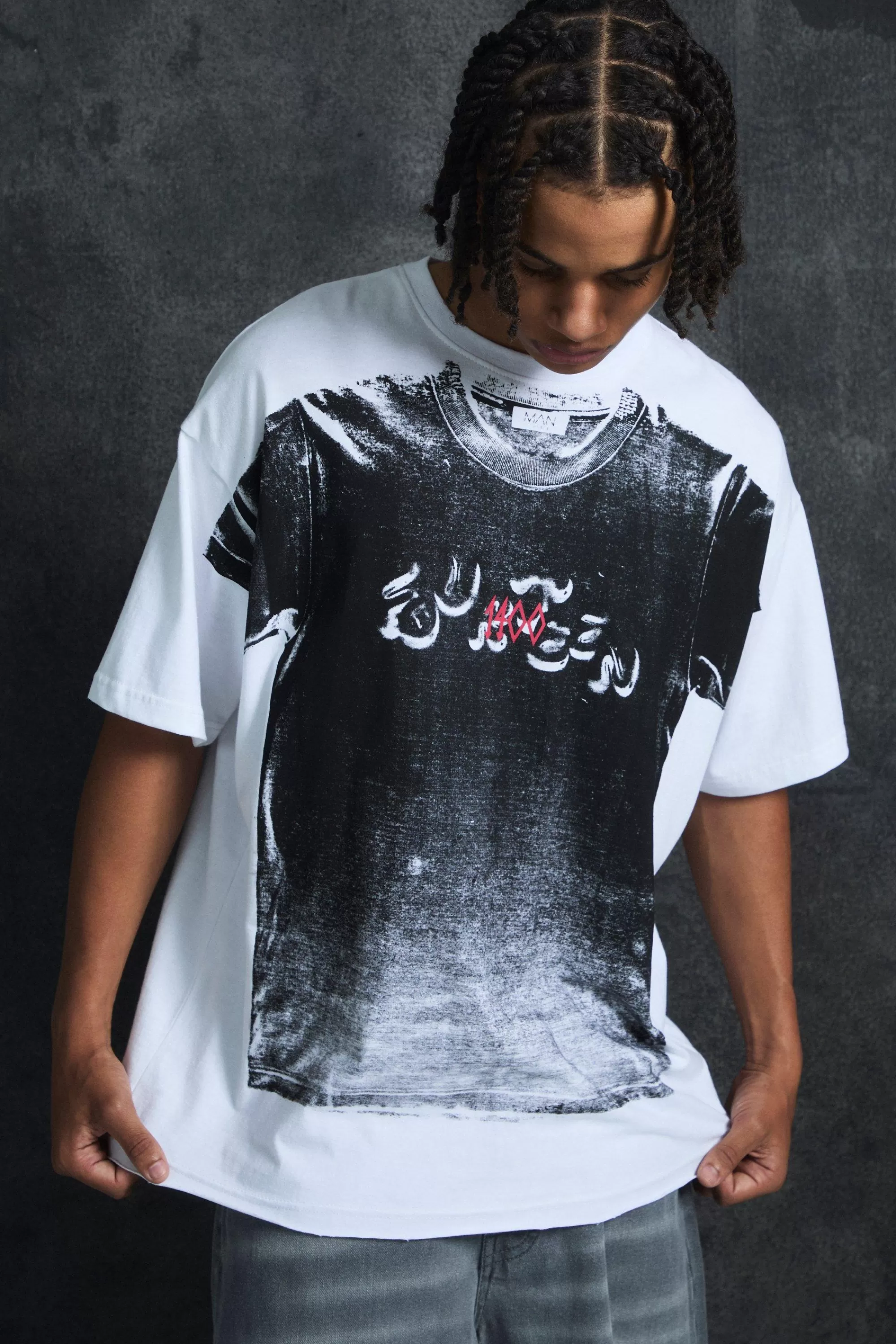 boohooMAN Trippie Redd Oversized Heavy Weight Printed T-Shirt | UK white Cheap
