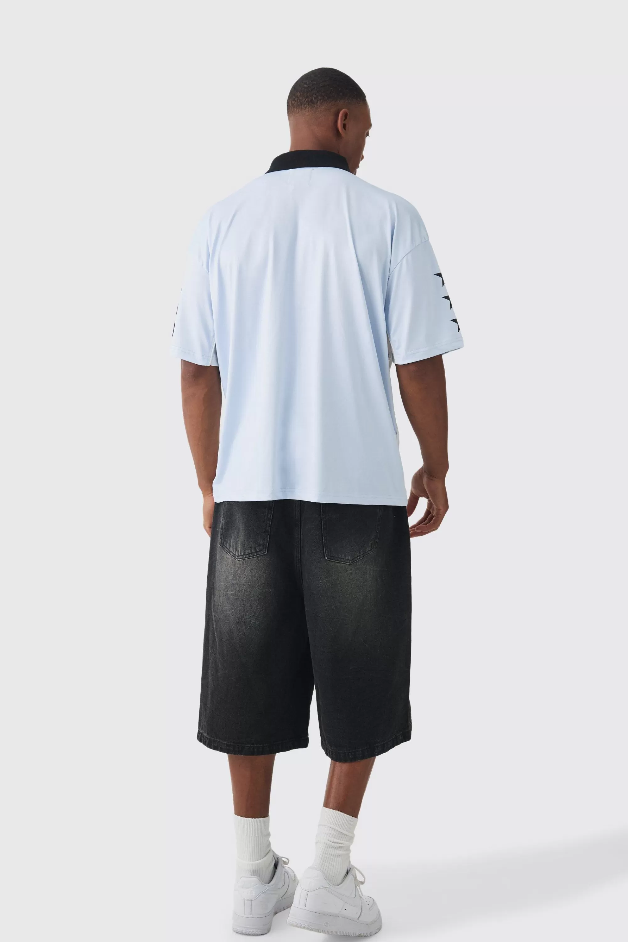 boohooMAN V Neck Official Football Polo | UK light blue Sale