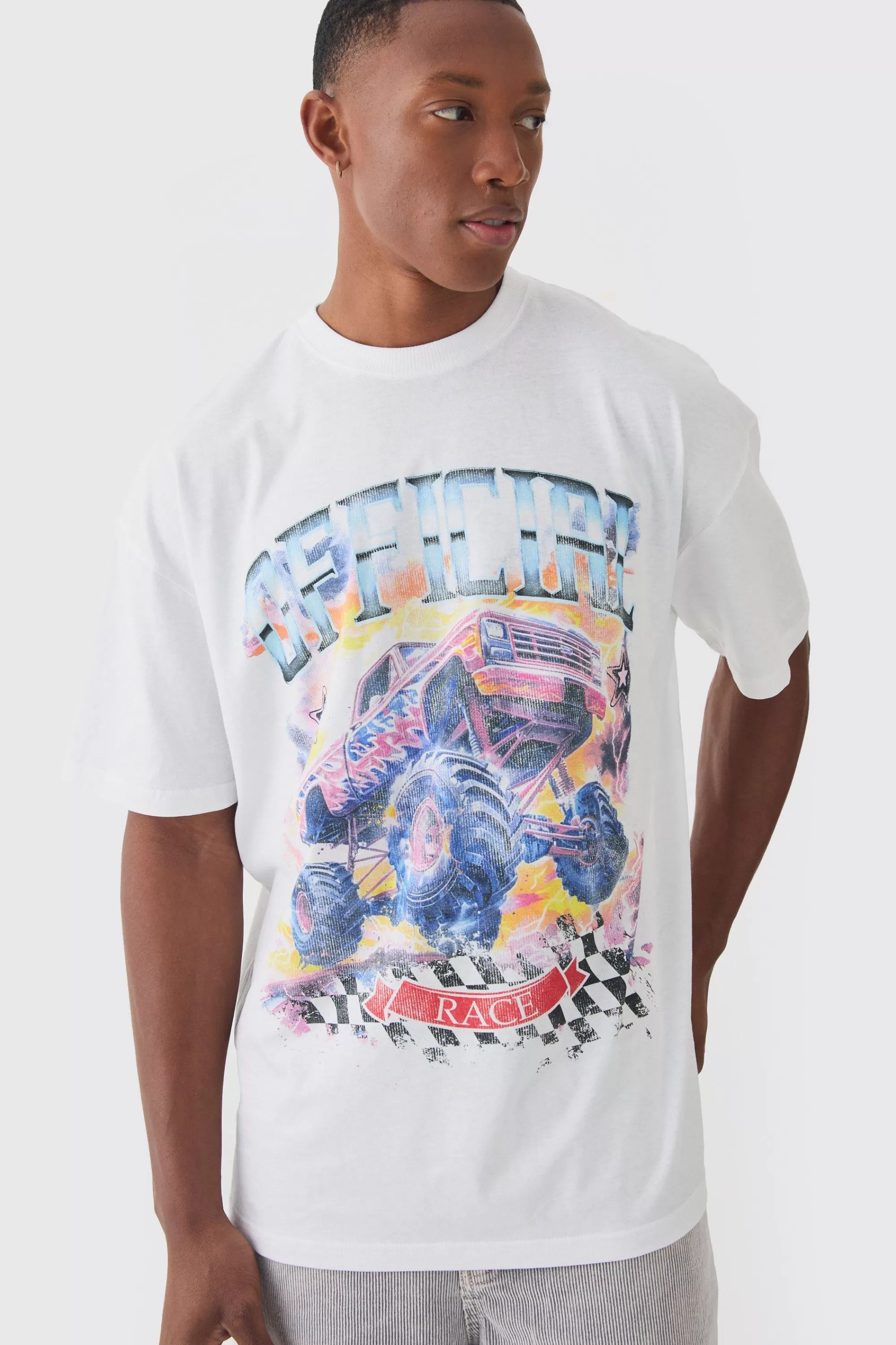 boohooMAN Vintage Official Car Graphic T-shirt | UK white Discount