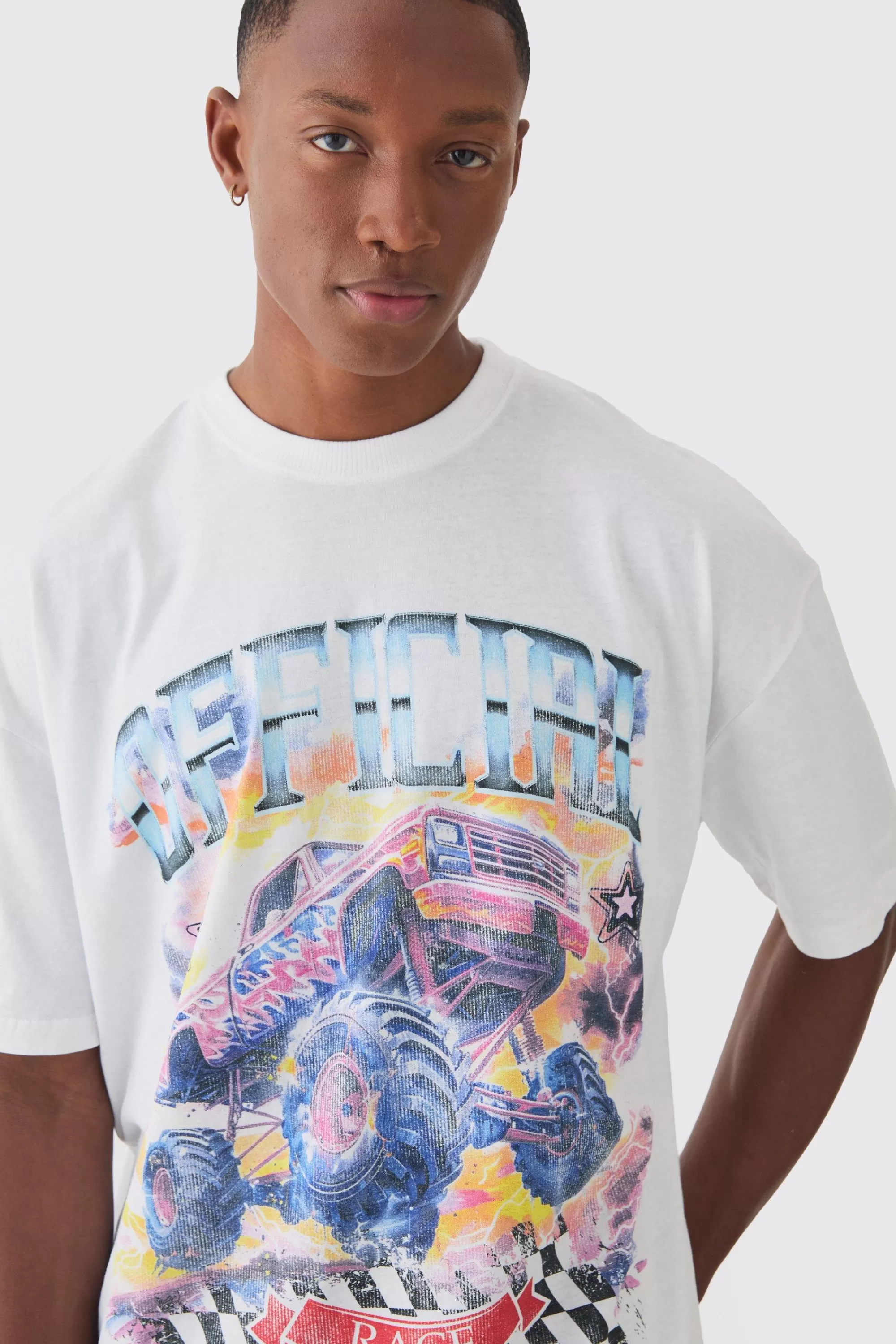 boohooMAN Vintage Official Car Graphic T-shirt | UK white Discount