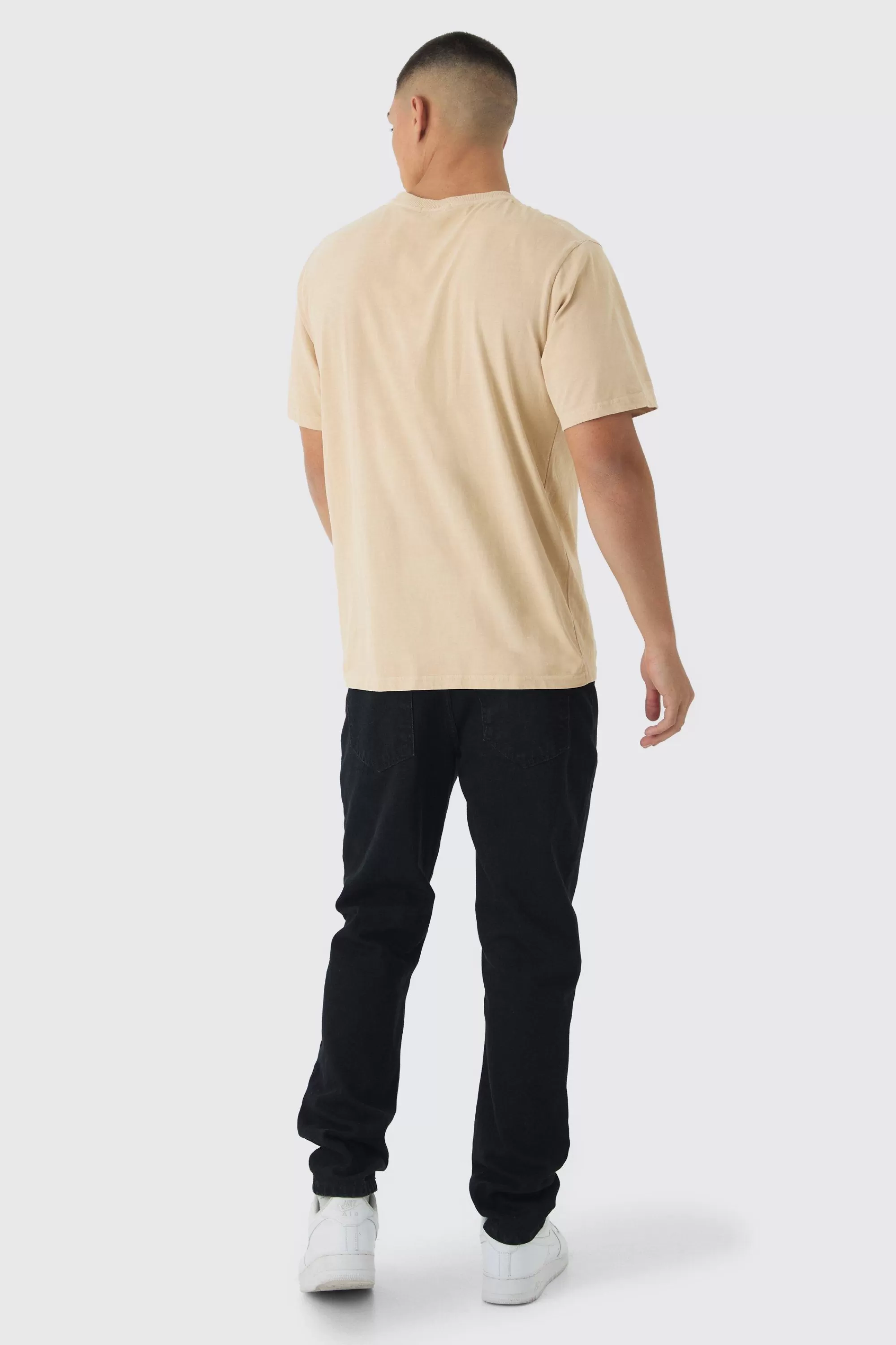 boohooMAN Washed Worldwide Mountain Print T-Shirt | UK ecru Flash Sale